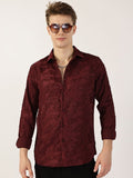 Thomas Scott Men Spread Collar Textured Premium Slim Fit Casual Shirt
