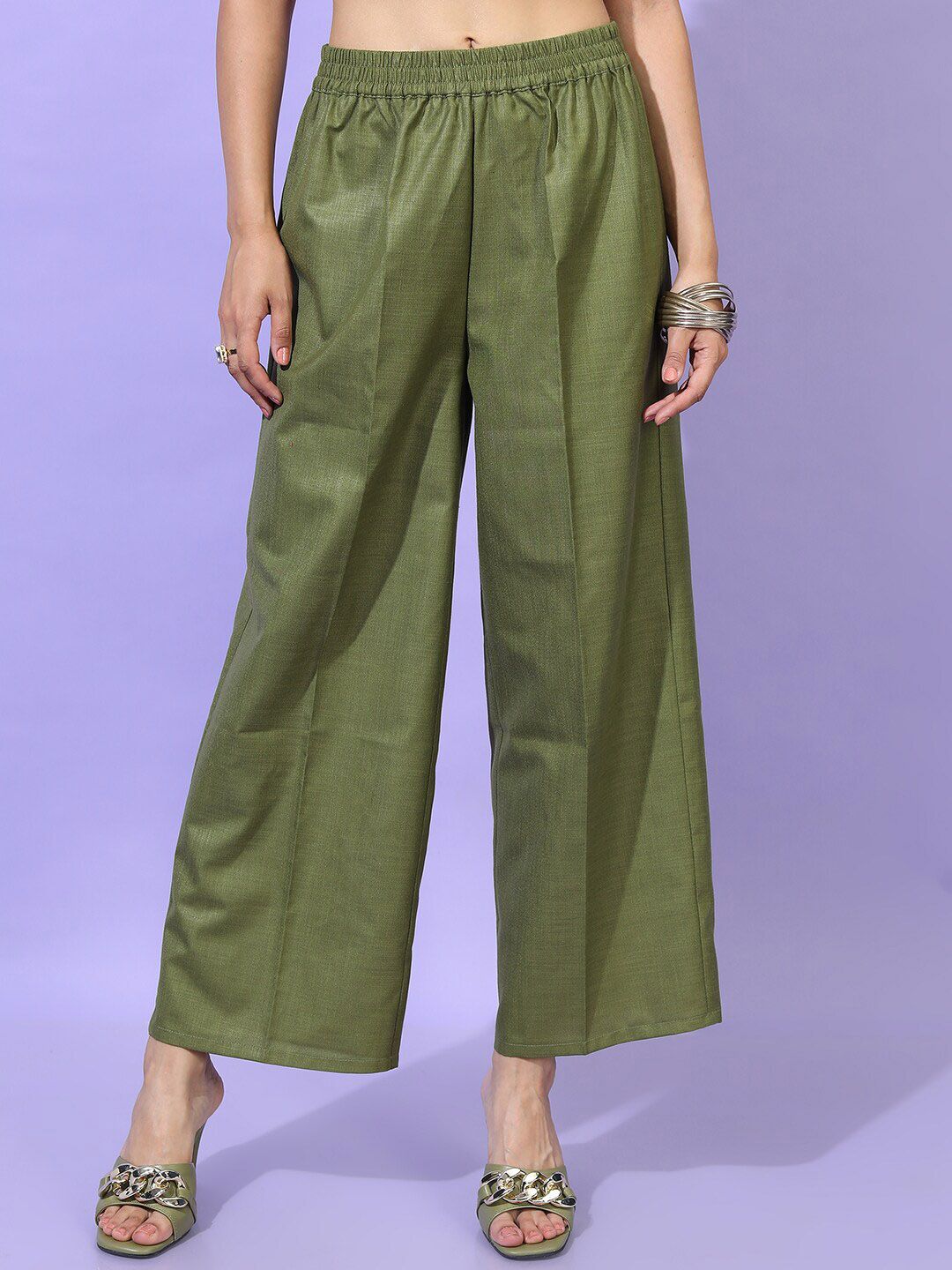 Vishudh Women Green Panelled Kurta with Trousers & With Dupatta