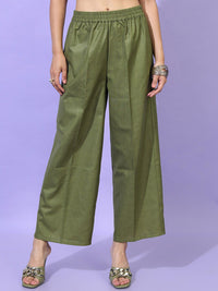 Vishudh Women Green Panelled Kurta with Trousers & With Dupatta
