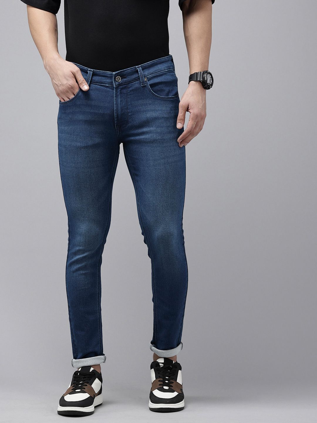 SPYKAR Men Super Skinny Slim Fit Low-Rise Light Fade Stretchable Jeans