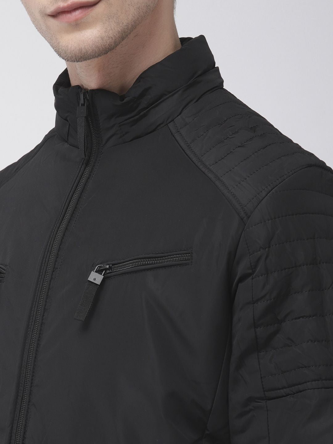 The Indian Garage Co Men Black Solid Padded Jacket
