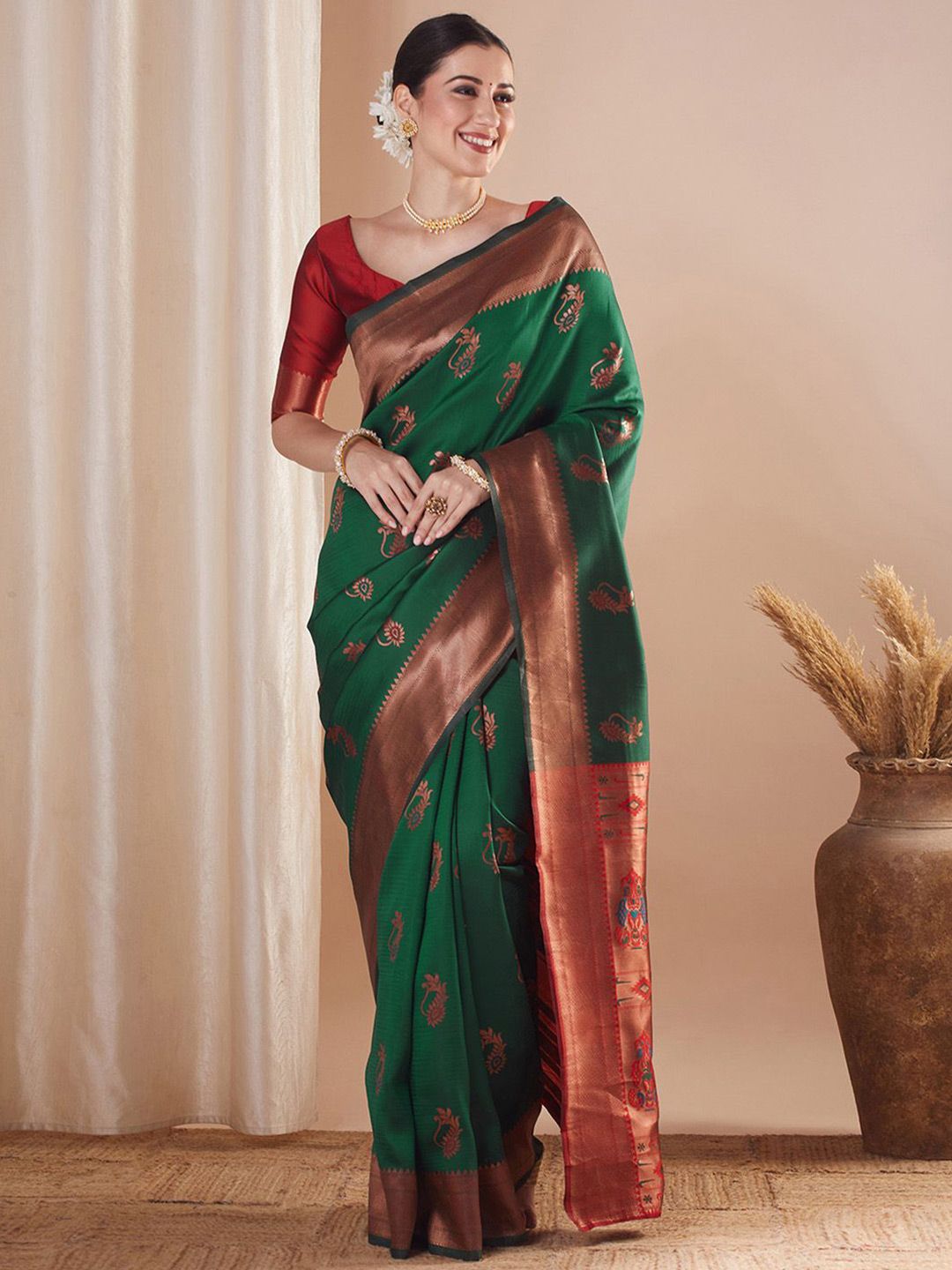 Saree mall Ethnic Motifs Zari Paithani Sarees