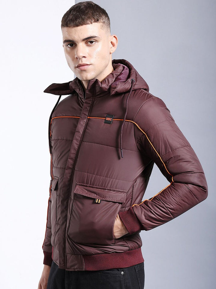 The Indian Garage Co Men Regular Fit Puffer Jacket with Detachable Hood