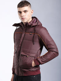 The Indian Garage Co Men Regular Fit Puffer Jacket with Detachable Hood