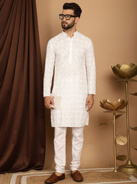 SOJANYA Kurta Kapas Tulen Bersulam Labuci dengan Churidar