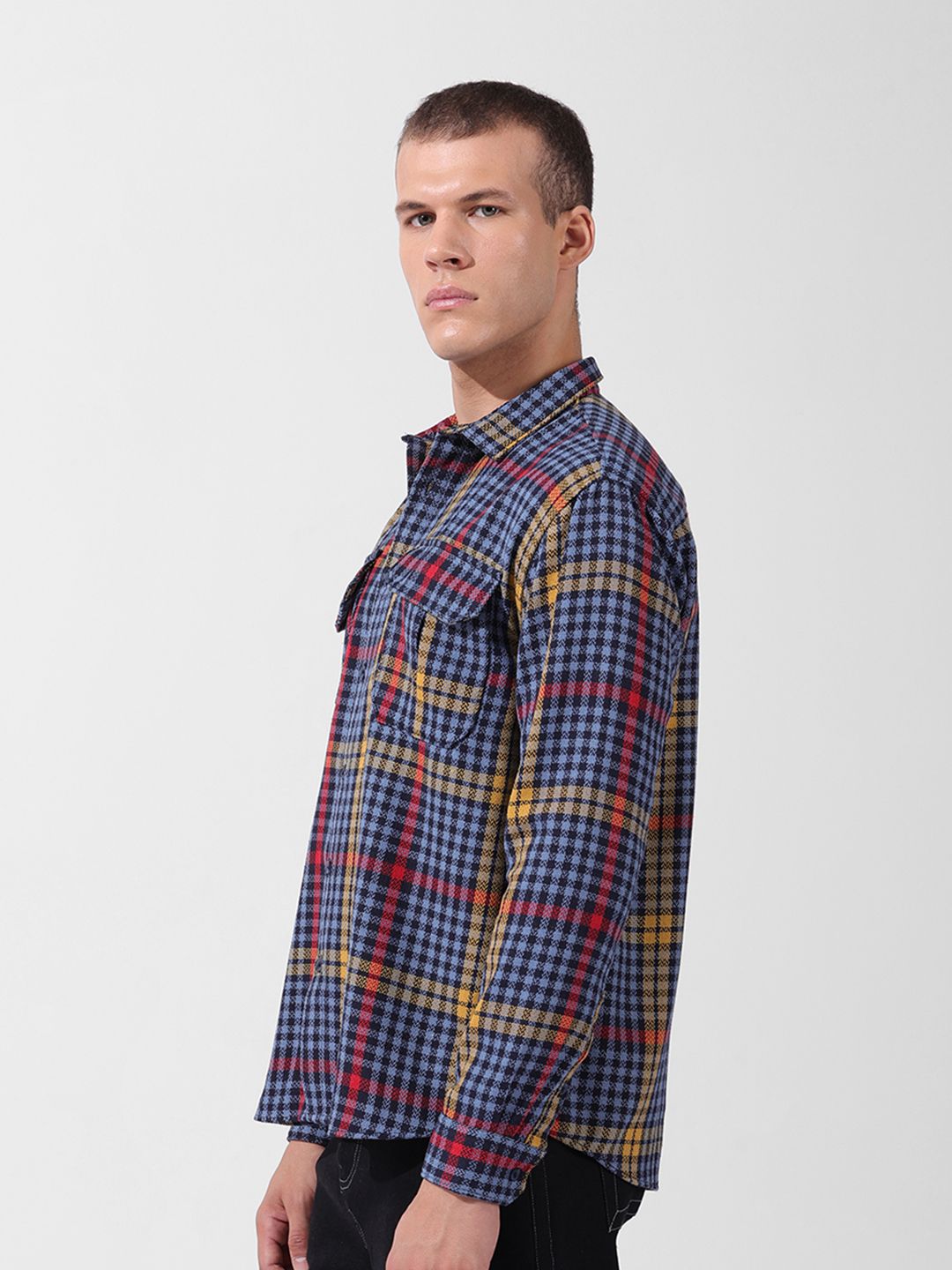 The Indian Garage Co Men Relaxed Fit Striped Double Flap Casual Shirt