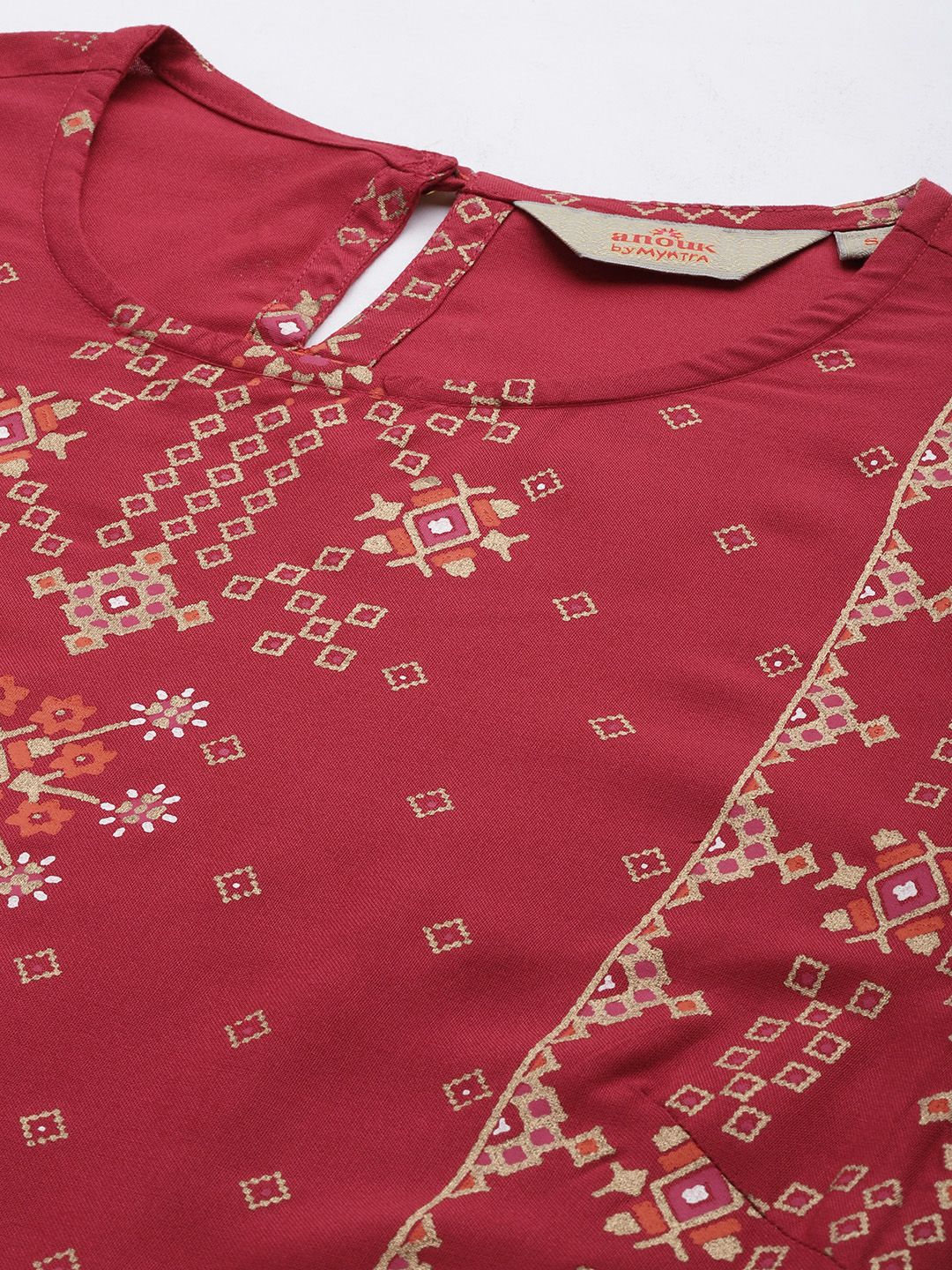Anouk Women Red & Golden Ethnic Motifs Printed Gotta Patti Kurta with Palazzos