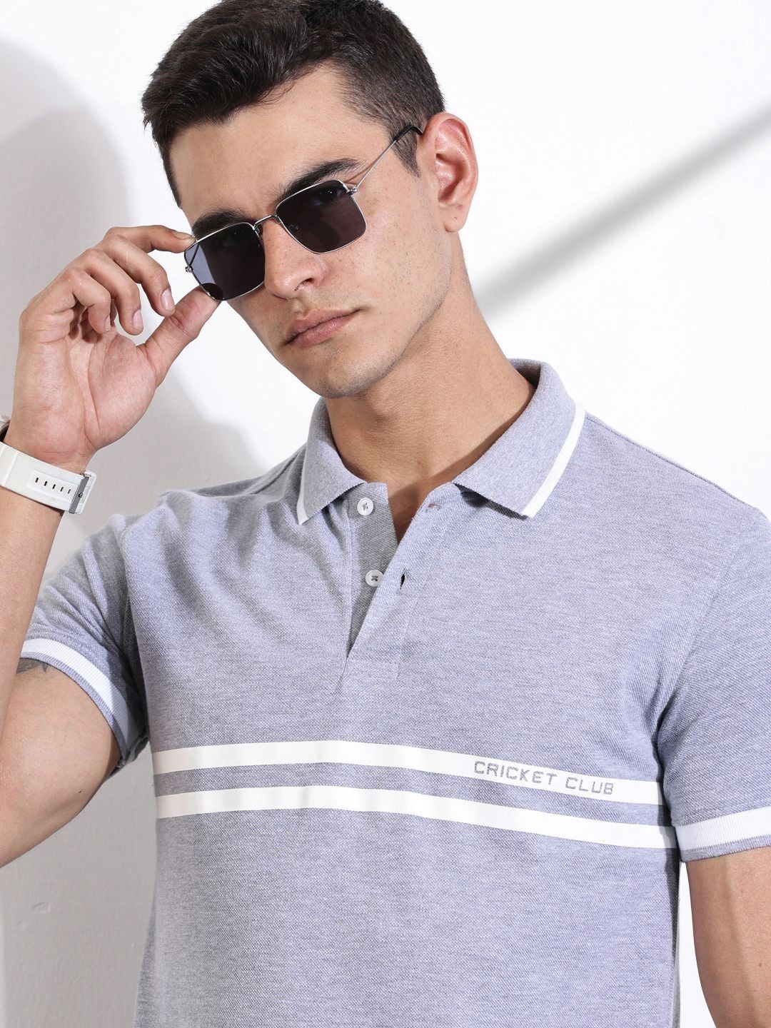 Thomas Scott Men Striped Polo Collar Cotton T-shirt