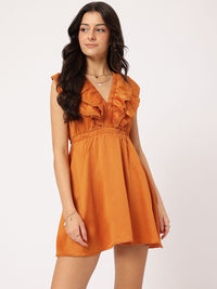 DressBerry Vintage Revival Ruffles & Lace Inserts Mini Dress