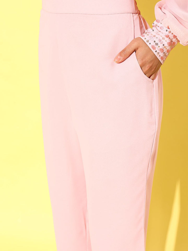 Libas Pink Embellished Tunic & Palazzos