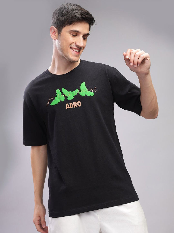 ADRO Men Typography Printed Applique T-shirt