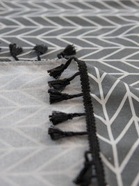 URBAN SPACE Boho Grey & White Geometric Printed Cotton Window Curtain