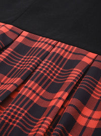 SASSAFRAS Red & Black Knit Pleated Skater Dress