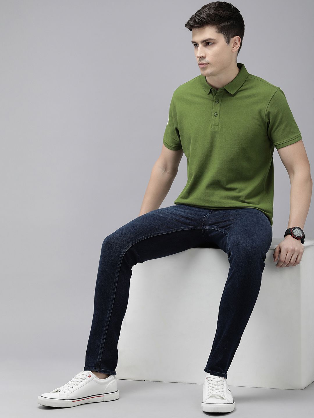 SPYKAR Polo Collar Pure Cotton Slim Fit T-shirt