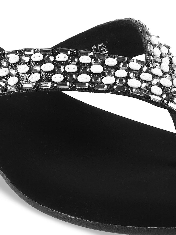Mochi Embellished Open Toe Flats