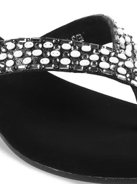 Mochi Embellished Open Toe Flats