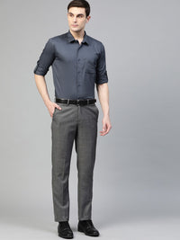 DENNISON Men Charcoal Grey Smart Slim Fit Solid Water & Stain Repellent Formal Shirt