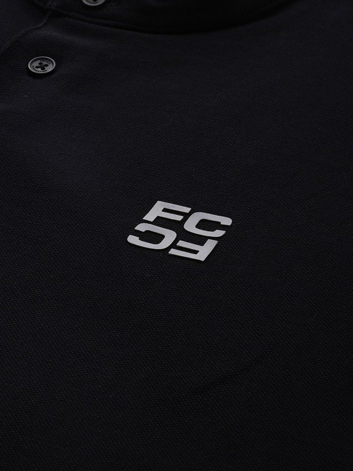 French Connection Brand Logo Henley Neck Pure Cotton Applique T-shirt