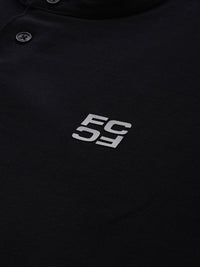 French Connection Brand Logo Henley Neck Pure Cotton Applique T-shirt