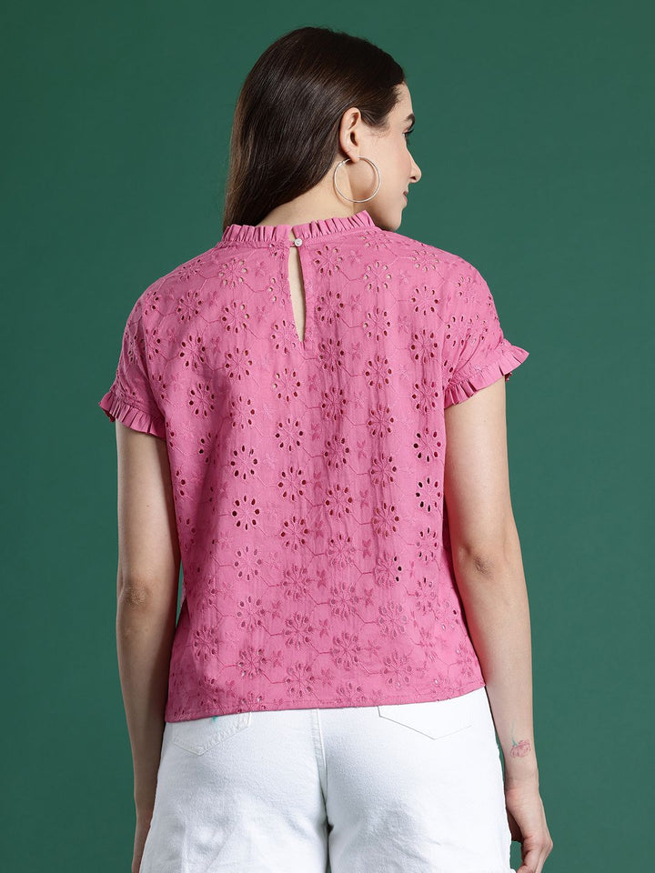 Dressberry Pure Cotton Extended Sleves Schiffli Top