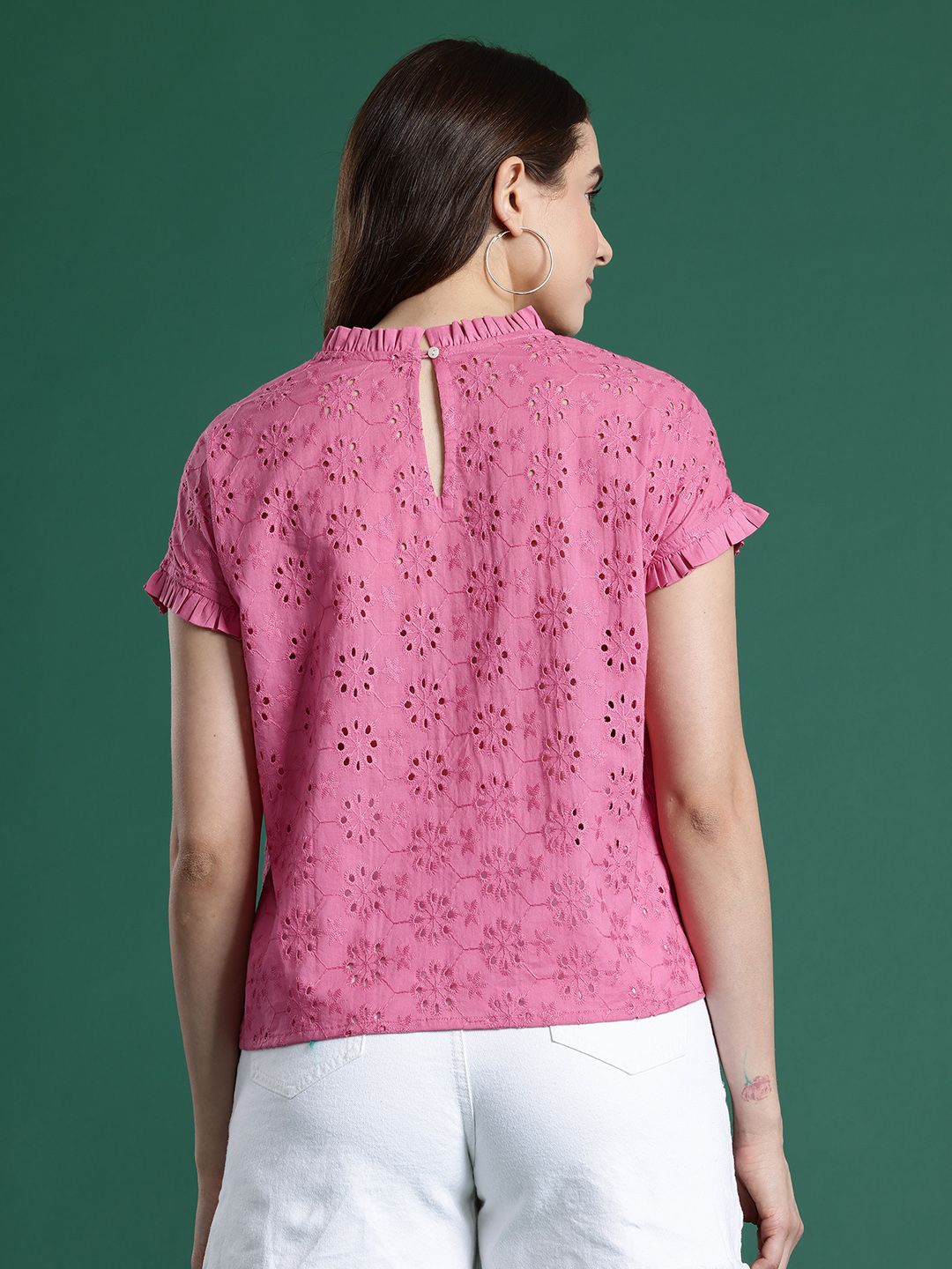 Dressberry Pure Cotton Extended Sleves Schiffli Top