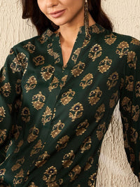 KALINI Women Ethnic Printed Mandarin Collar Regular Top