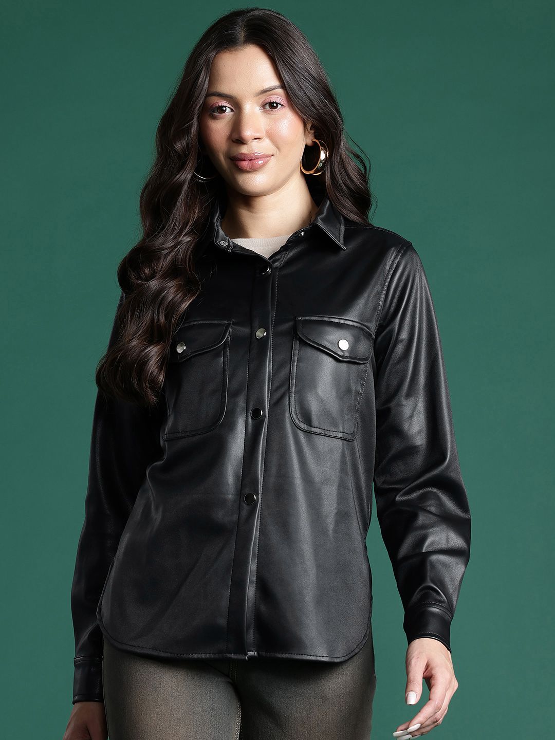 DressBerry Faux Leather Shirt