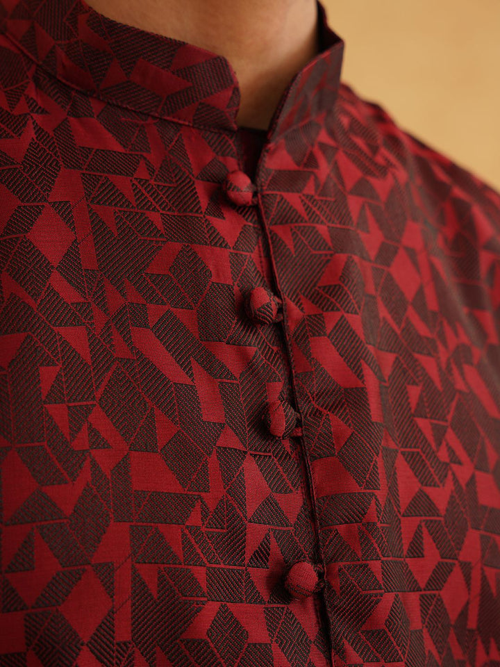 SOJANYA Rekaan Tenun Geometrik Kurta Lurus Biasa Dengan Churidar