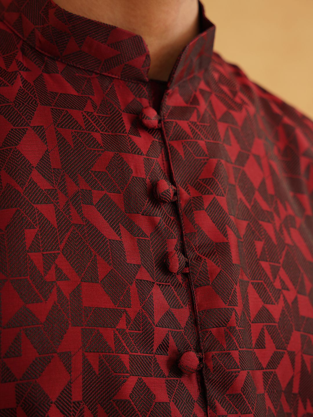 SOJANYA Rekaan Tenun Geometrik Kurta Lurus Biasa Dengan Churidar