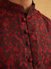 SOJANYA Rekaan Tenun Geometrik Kurta Lurus Biasa Dengan Churidar