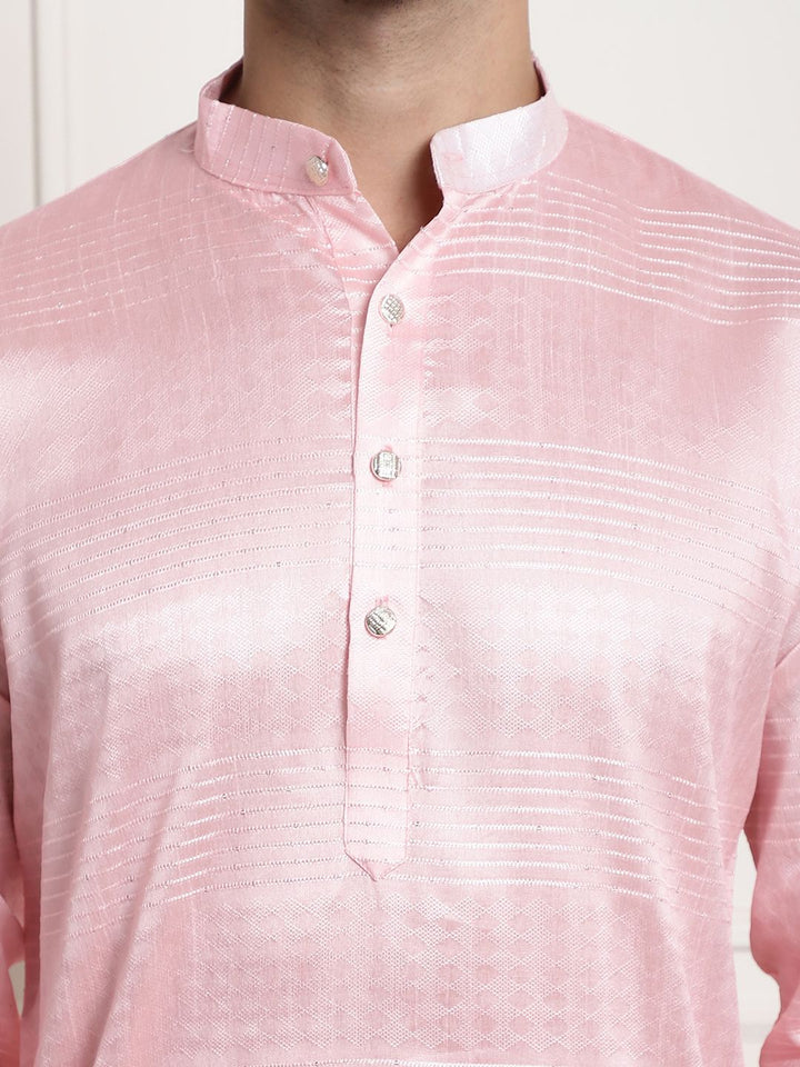 SOJANYA Men Pink Jacquard Kurta
