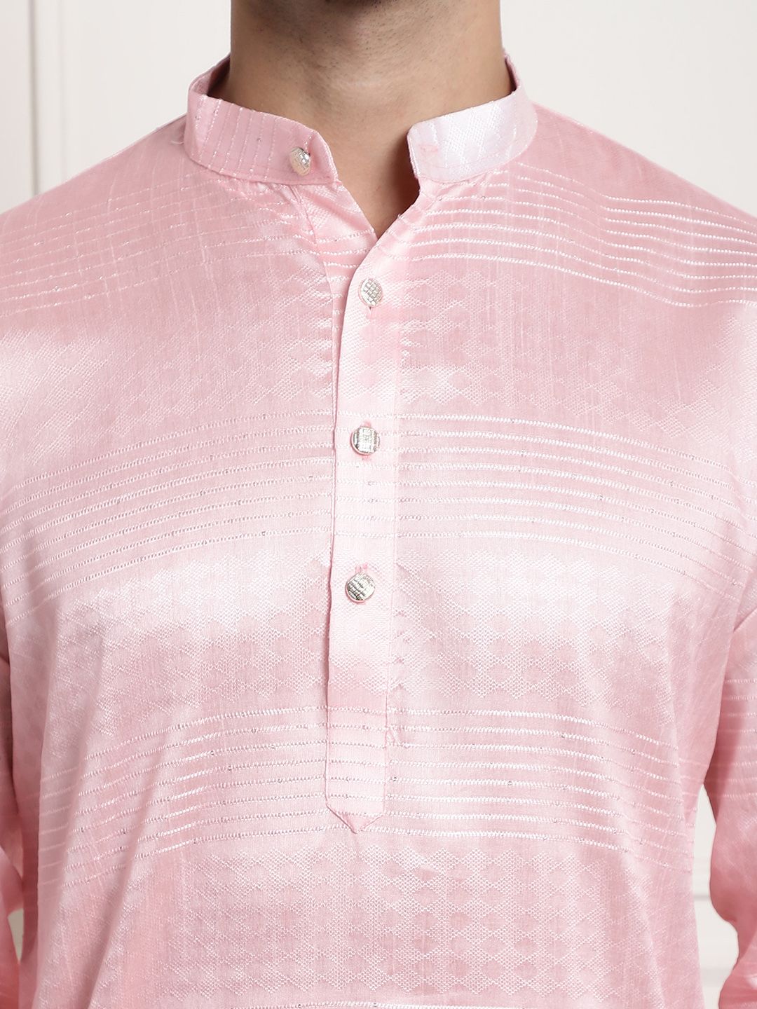 SOJANYA Men Pink Jacquard Kurta