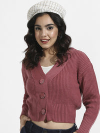 Campus Sutra Cable Knit Woollen Cardigan