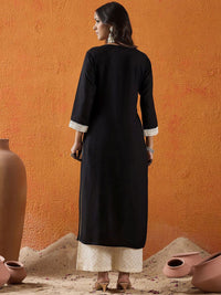 Indo Era Floral Embroidered Thread Work Straight Kurta
