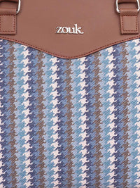 ZOUK Bombay Houndstooth Geometric Printed Structured Shoulder Bag