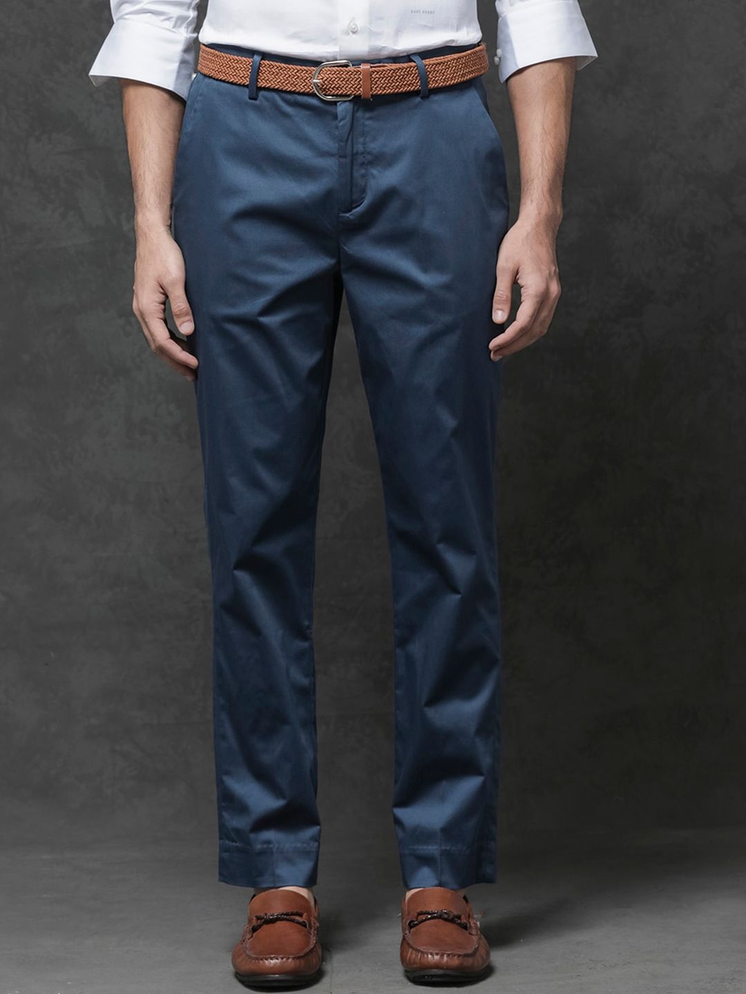 RARE RABBIT Men Comotel Mid-Rise Cotton Regular Fit Trouser