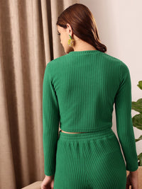 STREET 9 BASICS Ribbed V-Neck Fitted Crop Top