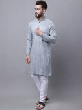 SOJANYA Men Embroidered Pure Cotton Sequinned Kurta With Pyjamas & Nehru Jacket