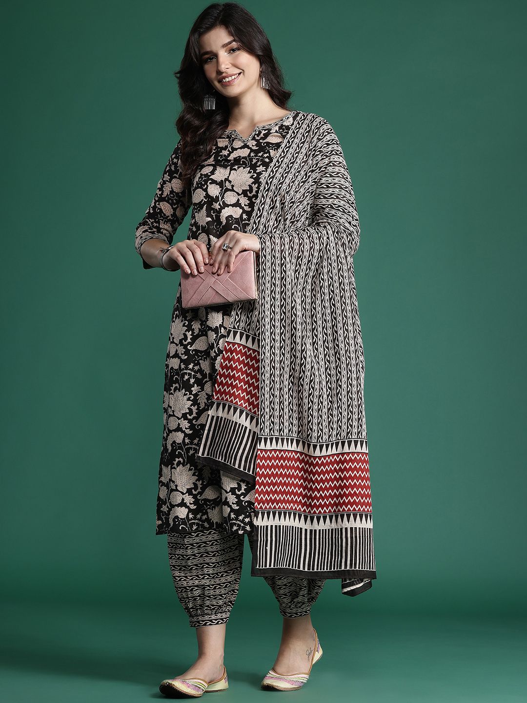 Indo Era Floral Printed Pure Cotton Kurta with Salwar & With Dupatta