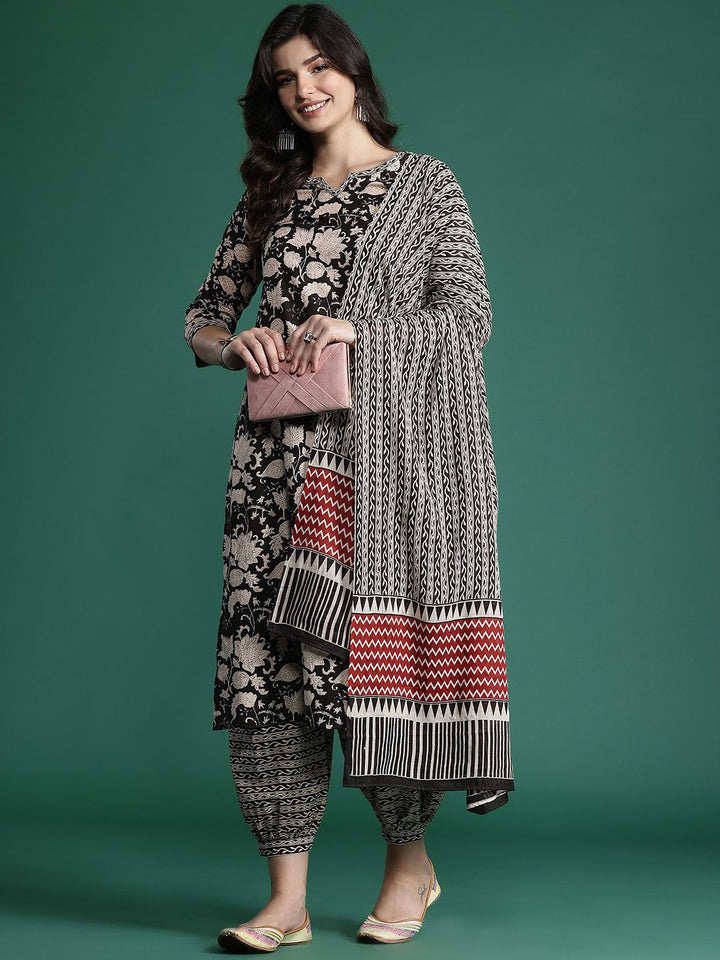 Indo Era Floral Printed Pure Cotton Kurta with Salwar & With Dupatta