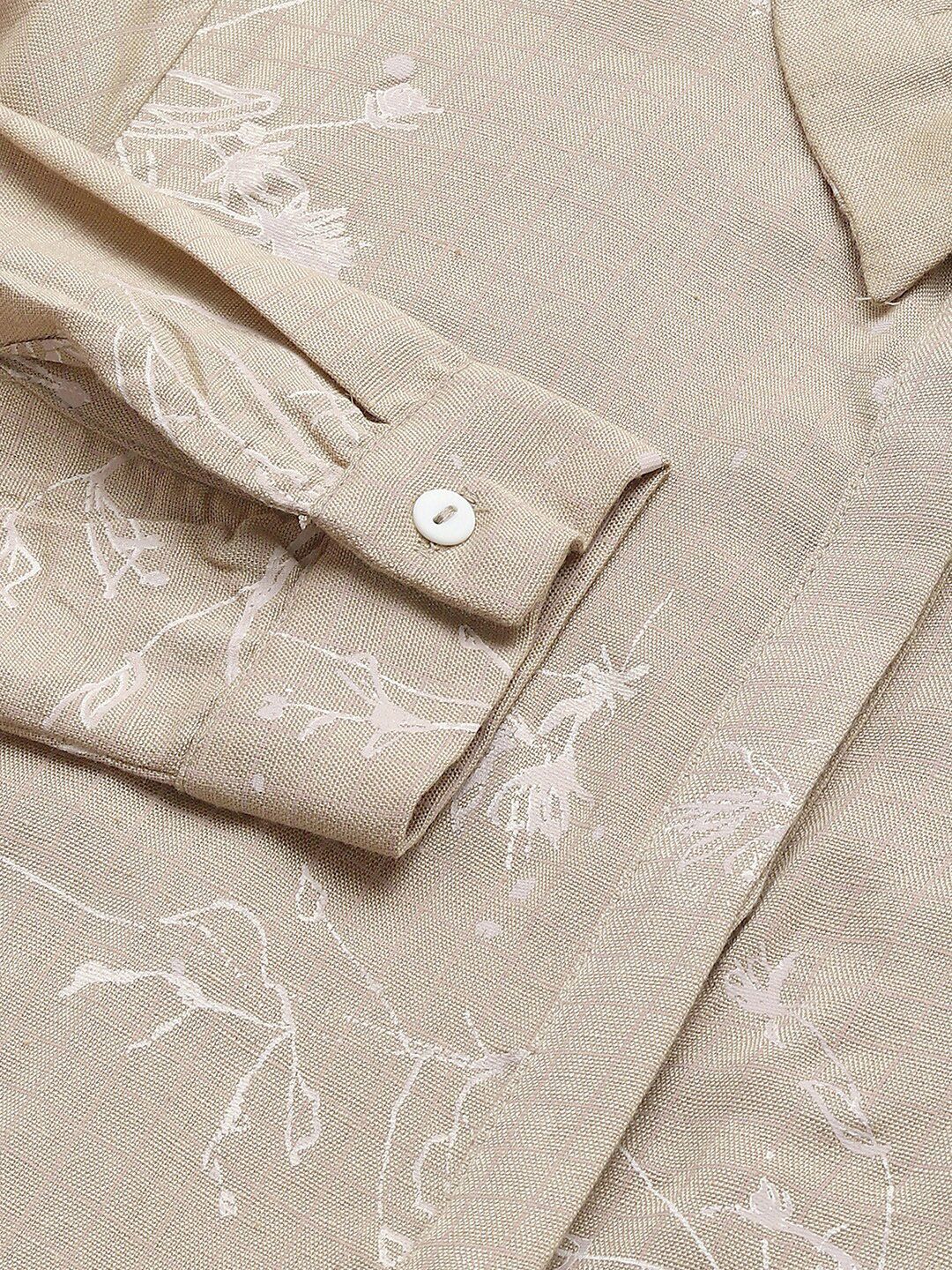 W Brown Floral Shirt Midi Dress