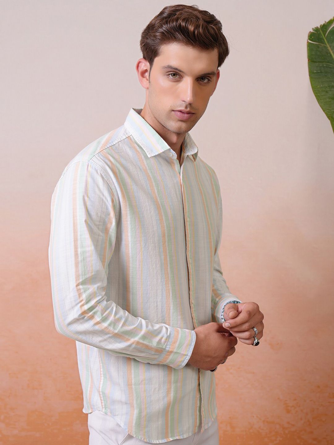 "Locomotive Premium Men Striped Relaxed   Shirt"