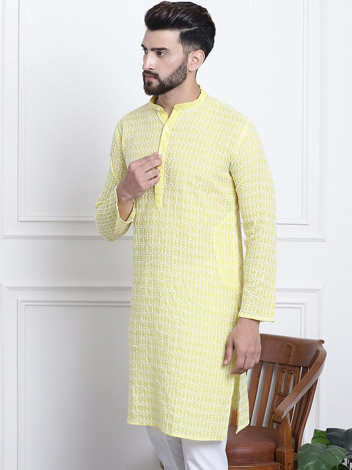 SOJANYA Motif Etnik Sulam Kurta Kapas Tulen