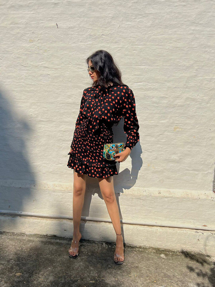 STREET 9 Black Floral Crepe Maxi Midi Dress