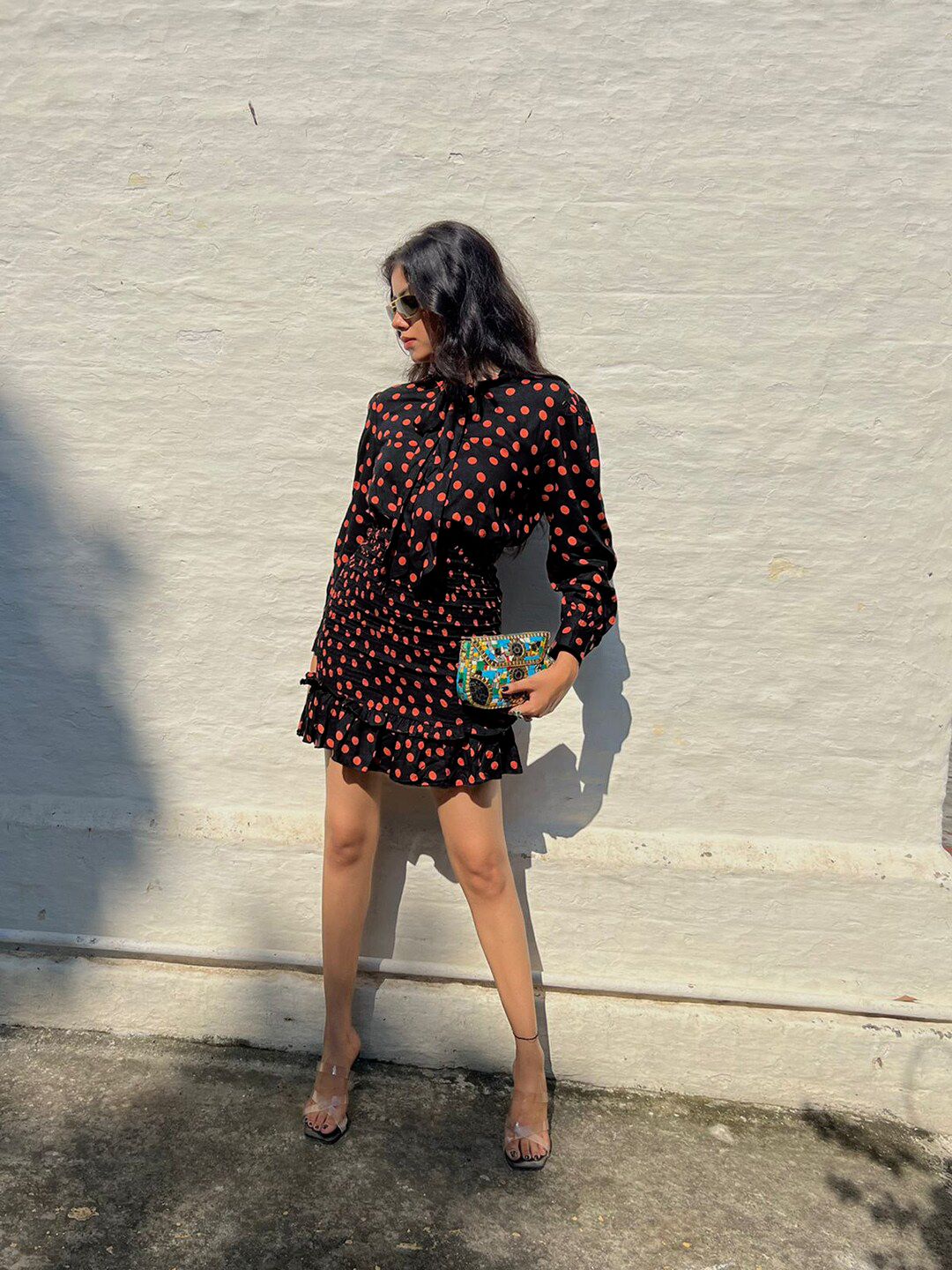 STREET 9 Black Floral Crepe Maxi Midi Dress