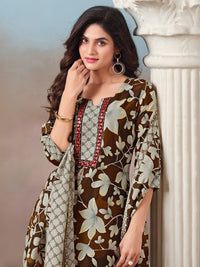 Varanga Women Floral Printed Regular Kurta with Trousers & With Dupatta