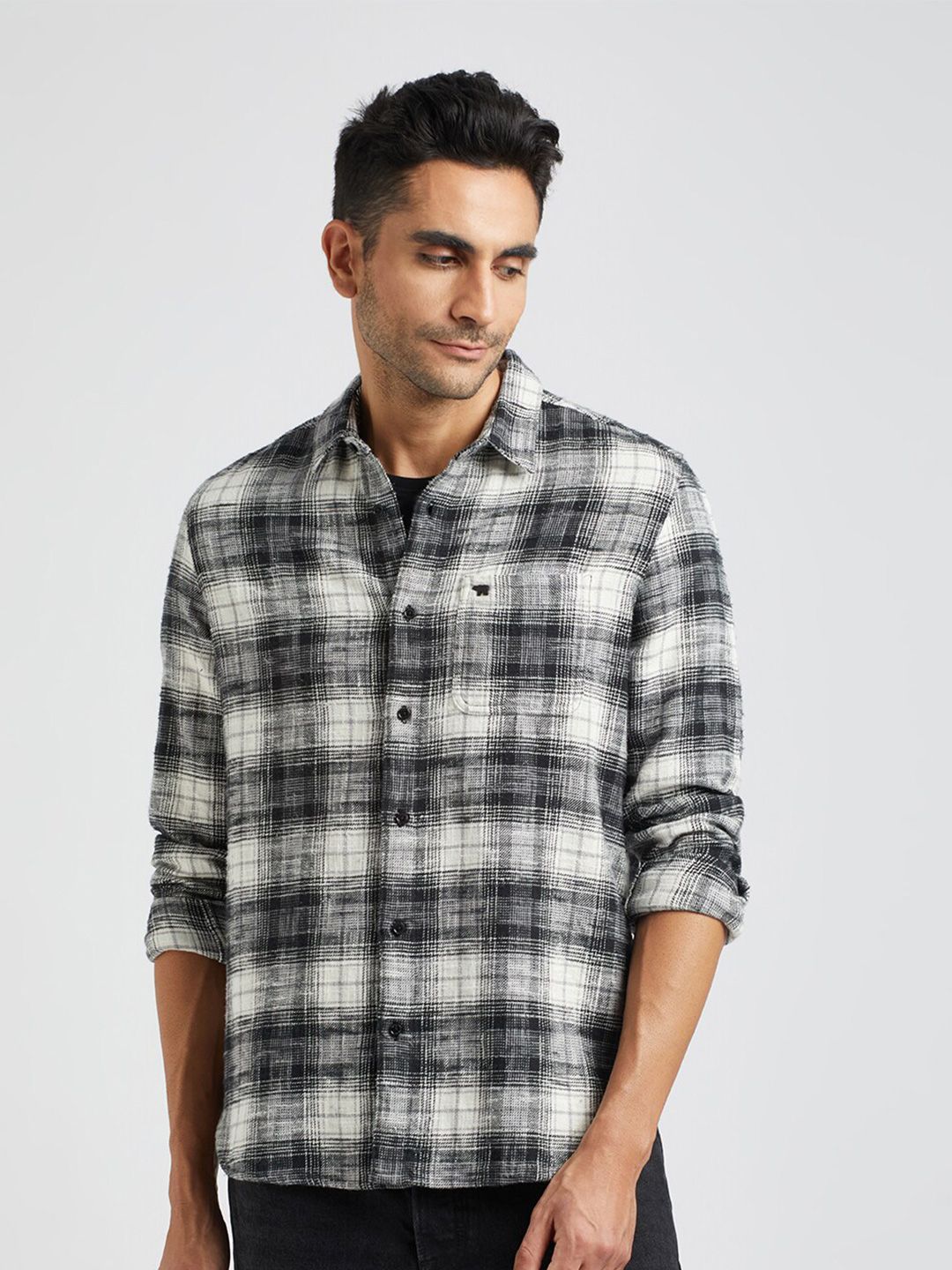 THE BEAR HOUSE Slim Fit Tartan Checked Flannel Pure Cotton Casual Shirt