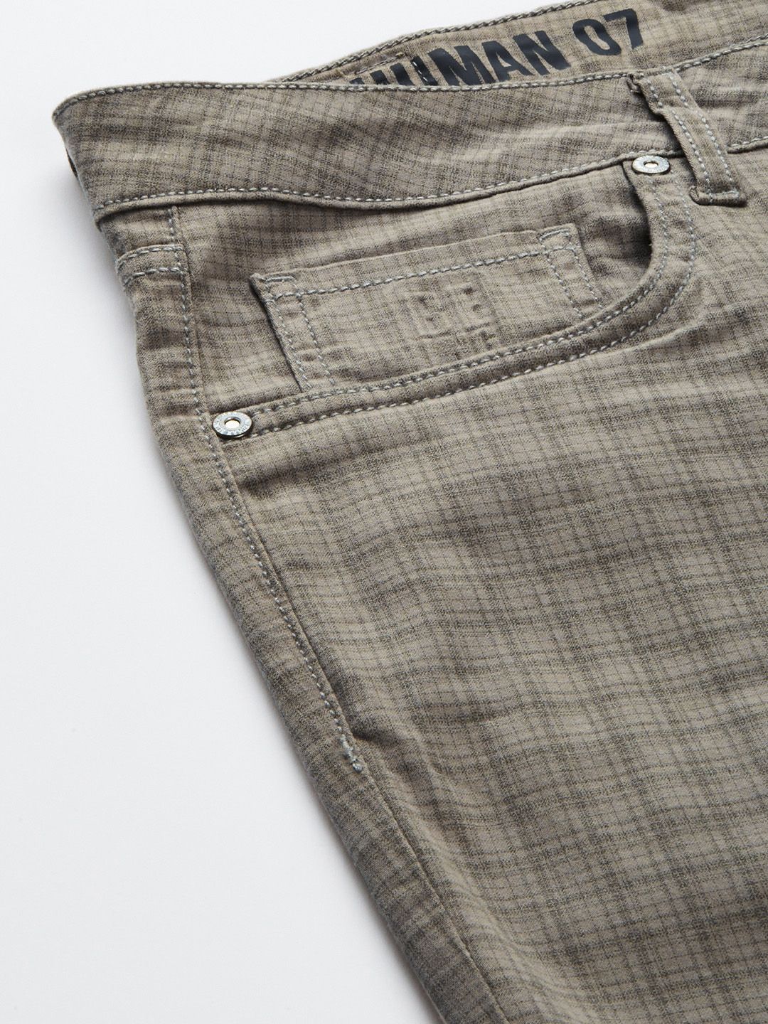 Being Human Men Checked Mid-Rise Chinos Trousers