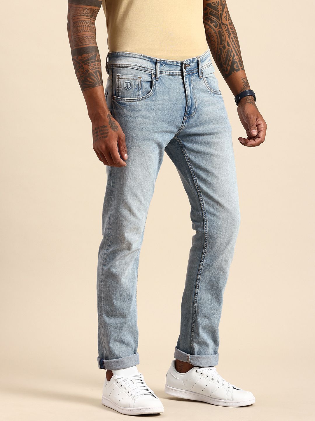 Being Human Men Straight Fit Light Fade Stretchable Jeans