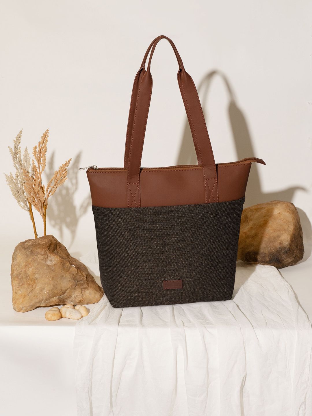 ZOUK Colourblocked Shopper Tote Bag
